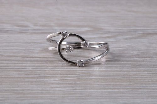 Natural Diamond Set Swirl Ring in 18ct White Gold