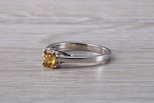 Load image into Gallery viewer, Half carat Yellow Sapphire set White Gold Solitaire