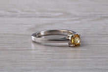 Load image into Gallery viewer, Half carat Yellow Sapphire set White Gold Solitaire