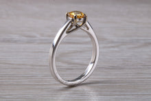 Load image into Gallery viewer, Half carat Yellow Sapphire set White Gold Solitaire