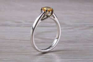 Half carat Yellow Sapphire set White Gold Solitaire