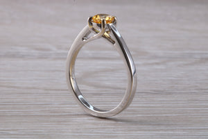 Half carat Yellow Sapphire set White Gold Solitaire