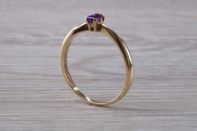 Load image into Gallery viewer, Simple and Dainty Amethyst set Yellow Gold Solitaire