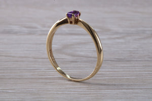 Simple and Dainty Amethyst set Yellow Gold Solitaire