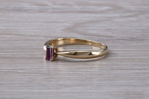 Simple and Dainty Amethyst set Yellow Gold Solitaire