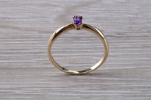Load image into Gallery viewer, Simple and Dainty Amethyst set Yellow Gold Solitaire