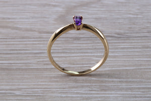 Simple and Dainty Amethyst set Yellow Gold Solitaire