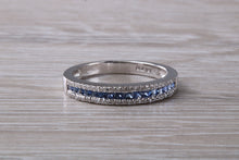 Load image into Gallery viewer, Beautiful Blue Sapphire and Diamond set Eternity Ring