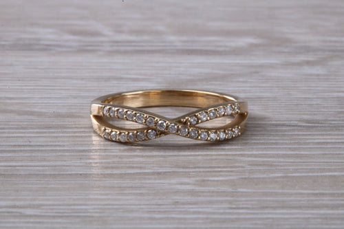 Diamond Crossover set 18ct Yellow Gold Ring
