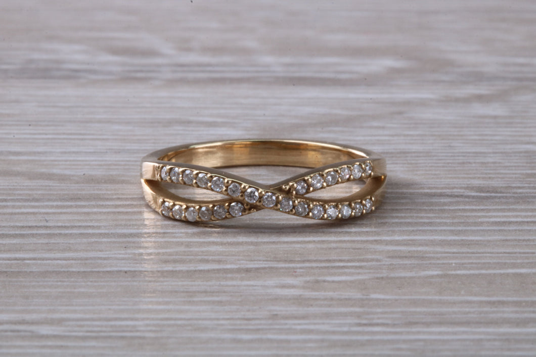 Diamond Crossover set 18ct Yellow Gold Ring
