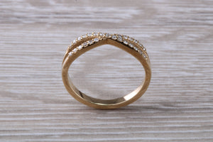 Diamond Crossover set 18ct Yellow Gold Ring