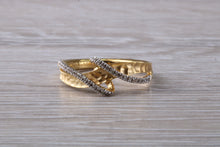 Load image into Gallery viewer, 18ct Rose gold Diamond set band with a hammered matt finish, very unusual design, just the perfect dress or statement ring