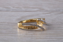 Load image into Gallery viewer, 18ct Rose gold Diamond set band with a hammered matt finish, very unusual design, just the perfect dress or statement ring