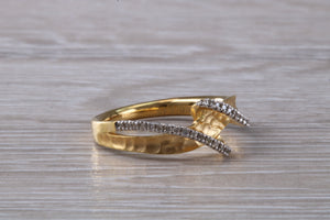 18ct Rose gold Diamond set band with a hammered matt finish, very unusual design, just the perfect dress or statement ring