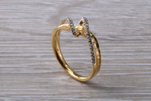 Load image into Gallery viewer, 18ct Rose gold Diamond set band with a hammered matt finish, very unusual design, just the perfect dress or statement ring