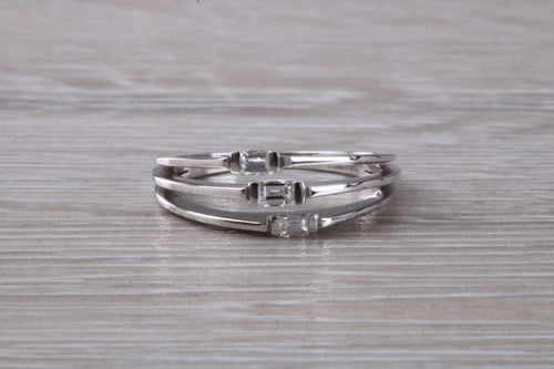 Very Unusual Baguette cut Diamonds set 18ct White Gold Ring