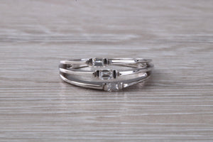 Very Unusual Baguette cut Diamonds set 18ct White Gold Ring