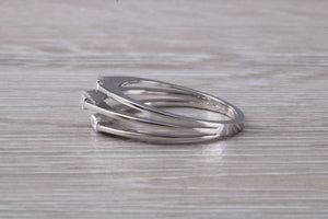 Very Unusual Baguette cut Diamonds set 18ct White Gold Ring