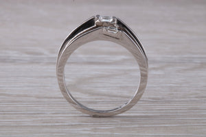 Very Unusual Baguette cut Diamonds set 18ct White Gold Ring