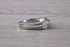 Very Unusual Baguette cut Diamonds set 18ct White Gold Ring