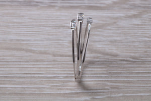 Very Unusual Baguette cut Diamonds set 18ct White Gold Ring