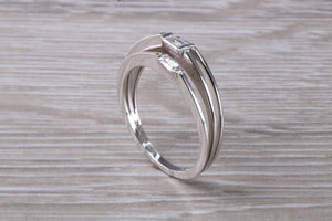 Very Unusual Baguette cut Diamonds set 18ct White Gold Ring