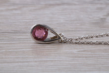 Load image into Gallery viewer, Half carat Round Cut Pink Topaz set White Gold Necklace