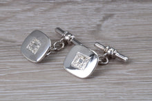 Load image into Gallery viewer, Diamond set Gentlemen&#39;s Silver Cuff Links