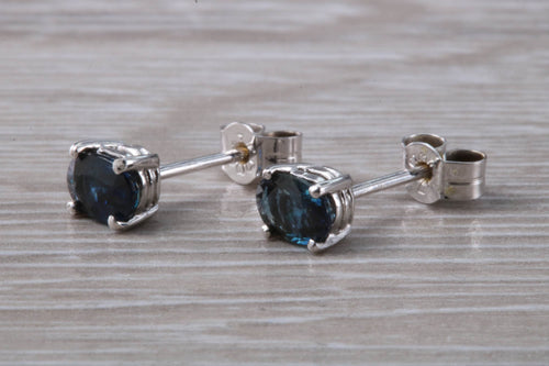 One carat Blue Sapphire Stud Earrings