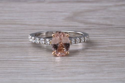 Morganite and Diamond set Rose Gold and Platinum Ring