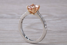Load image into Gallery viewer, Morganite and Diamond set Rose Gold and Platinum Ring