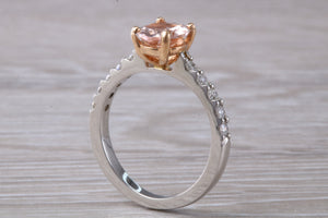 Morganite and Diamond set Rose Gold and Platinum Ring