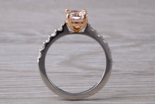 Load image into Gallery viewer, Morganite and Diamond set Rose Gold and Platinum Ring