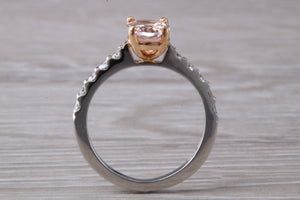 Morganite and Diamond set Rose Gold and Platinum Ring