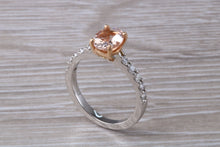 Load image into Gallery viewer, Morganite and Diamond set Rose Gold and Platinum Ring