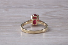 Load image into Gallery viewer, Two carat Oval cut Ruby set Yellow Gold Solitaire