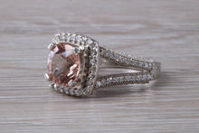 Load image into Gallery viewer, Stunning Morganite and Diamond set Platinum Statement Ring