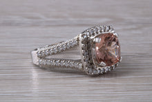 Load image into Gallery viewer, Stunning Morganite and Diamond set Platinum Statement Ring