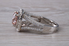 Load image into Gallery viewer, Stunning Morganite and Diamond set Platinum Statement Ring