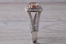 Load image into Gallery viewer, Stunning Morganite and Diamond set Platinum Statement Ring