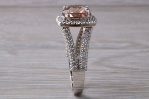 Stunning Morganite and Diamond set Platinum Statement Ring