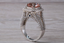Load image into Gallery viewer, Stunning Morganite and Diamond set Platinum Statement Ring