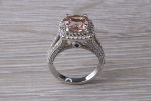 Stunning Morganite and Diamond set Platinum Statement Ring