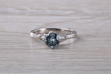 Load image into Gallery viewer, One carat Round cut Aquamarine and Diamond Ring