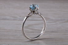 Load image into Gallery viewer, One carat Round cut Aquamarine and Diamond Ring