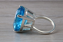 Load image into Gallery viewer, Very Large 47 carat Swiss Blue Topaz Statement Ring