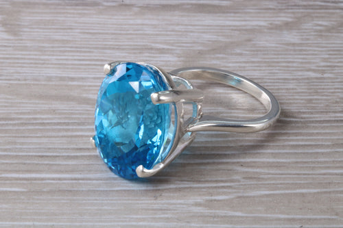 Very Large 36 carat Swiss Blue Topaz Ring
