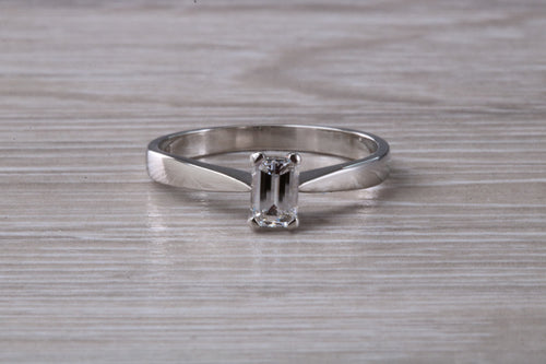 Emerald cut Diamond set Platinum Solitaire