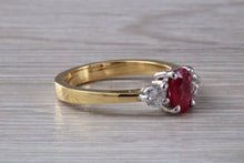 Load image into Gallery viewer, Ruby and Diamond Trilogy set Gold Ring