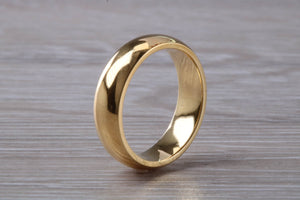 Traditional 5mm wide Court Profile 18ct Yellow Gold Wedding Band